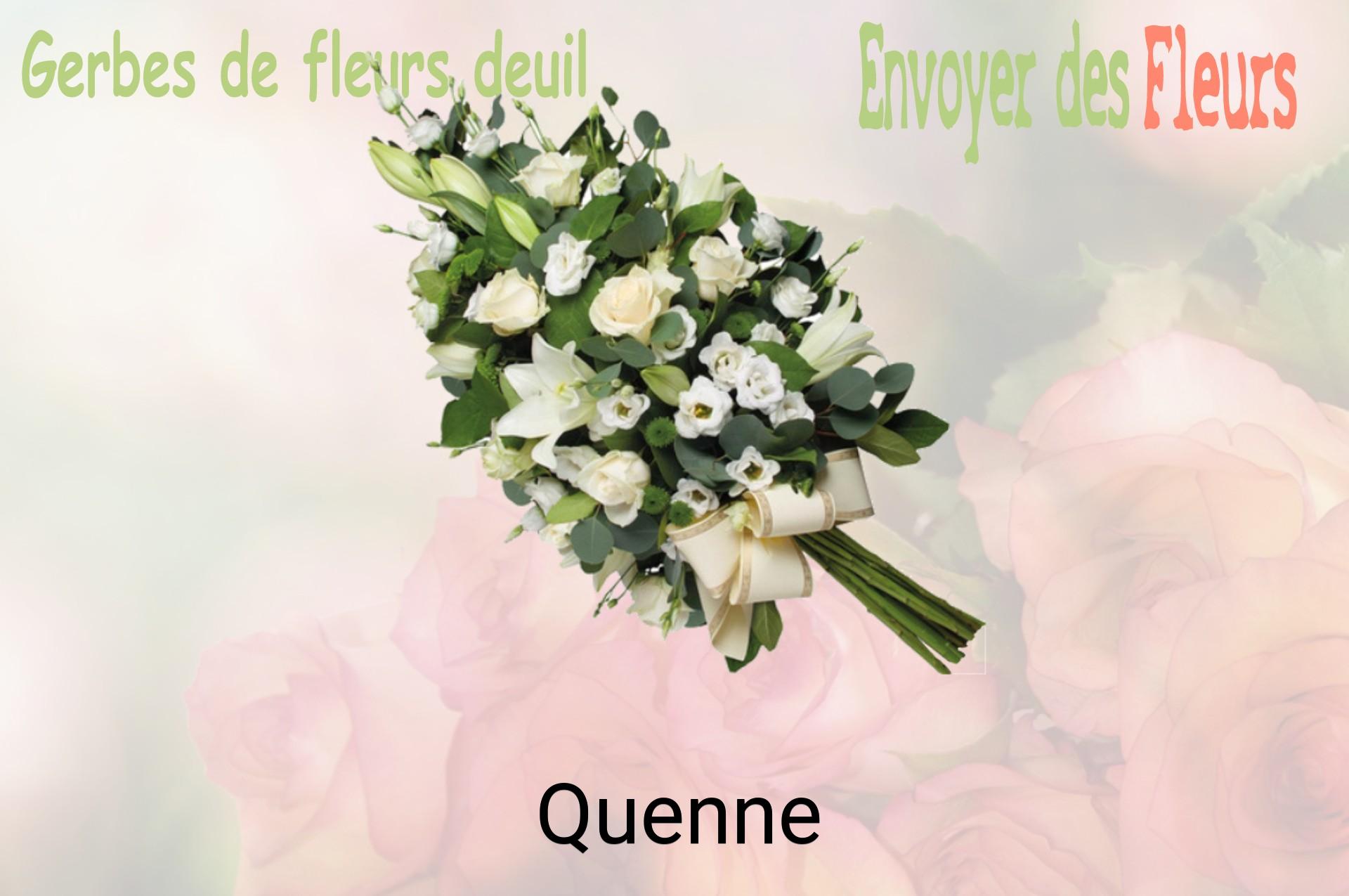 Gerbe de fleurs de deuil livrée à Quenne